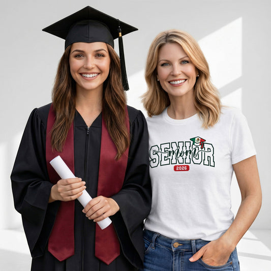 Senior Family 2026 T-Shirt White with Mexico Flag Graduation Cap - Class of 2026 Tee