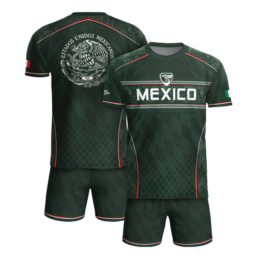 Mexico Soccer Jersey Green National Team Style Football Men Shirt Eagle Crest Fan Tee