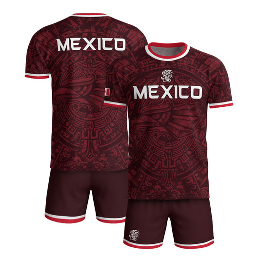 Men's Burgundy Mexico Aztec Eagle Graphic T-Shirt – Tribal Heritage Mexico Print Tee