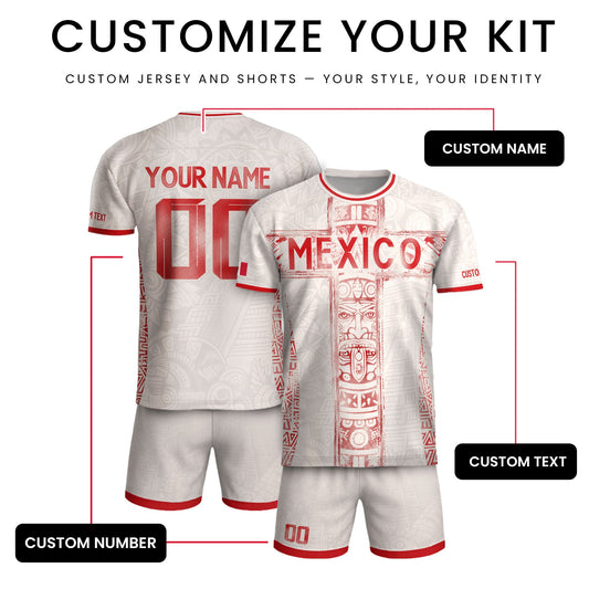 Custom Mexico Soccer Jersey Men Women Beige Mexican Football Jersey Playera De Mexico Jersey De Mexico