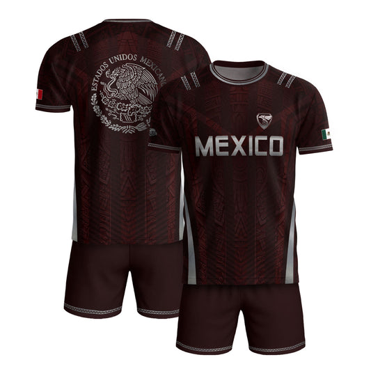 Mexico Soccer Jersey Men Maroon Silver Eagle Football Shirt Retro Fan Apparel