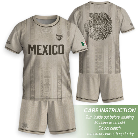 Youth Vintage Football Apparel White Gold Eagle Mexico Soccer Jersey Classic Fan Style