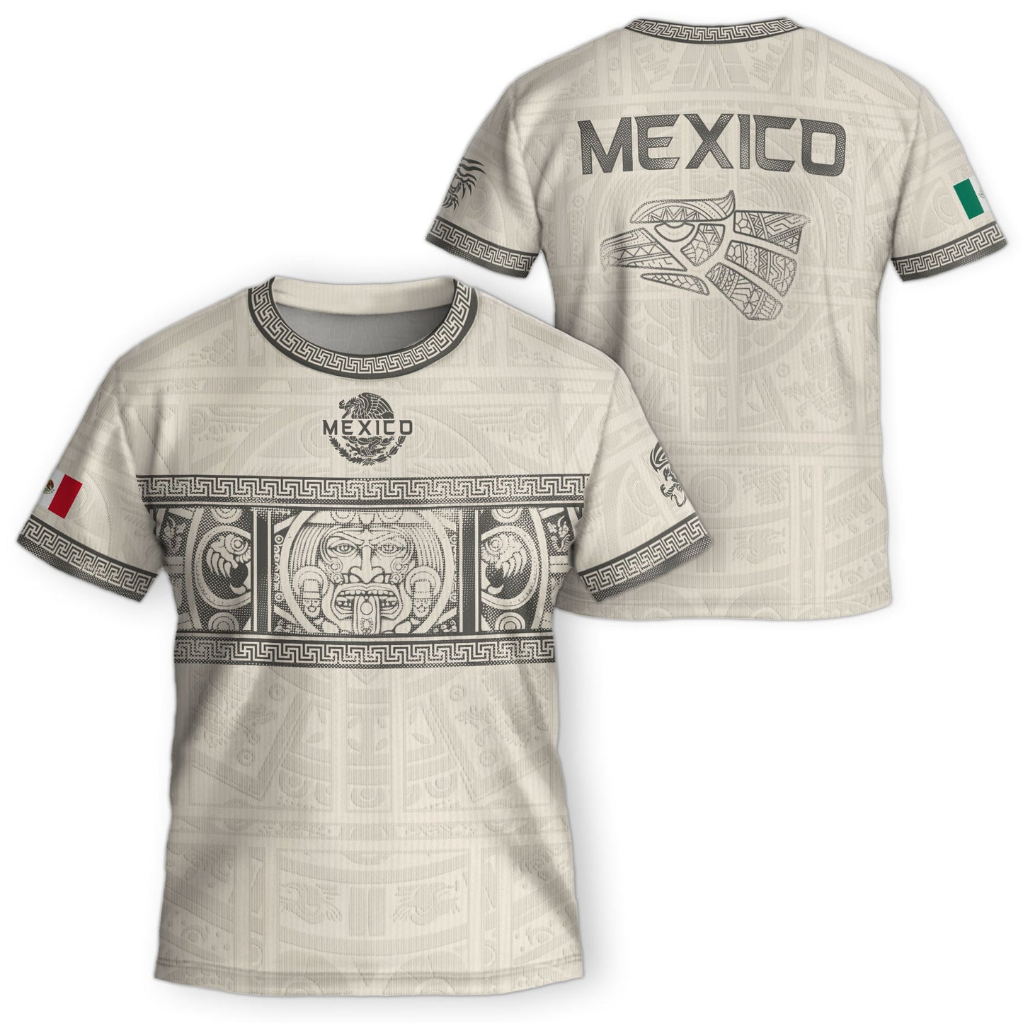 Mexico Kids Soccer Jersey Aztec Art White Youth Football Shirt Toddler Training Kit