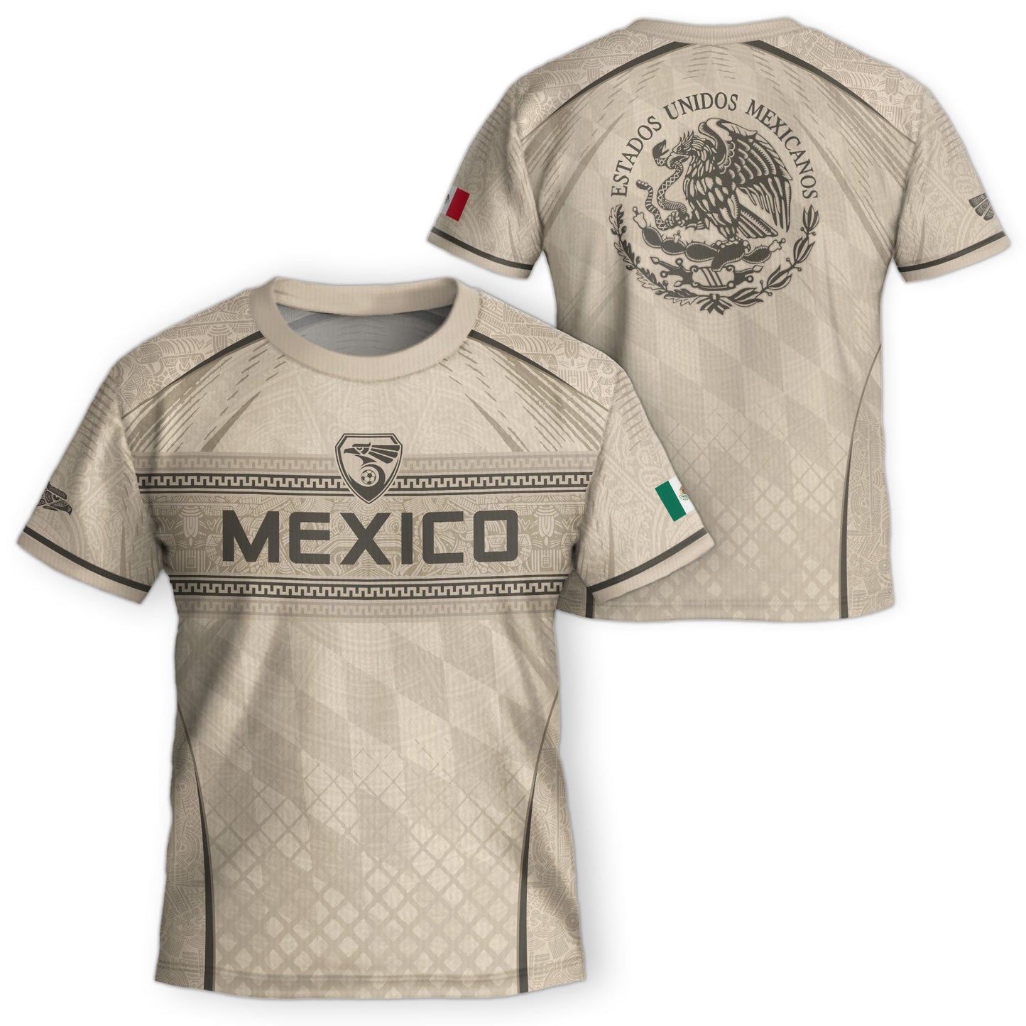 Mexico Youth Soccer Jersey Aztec Design Kids Football Uniform Breathable Sportswear Set