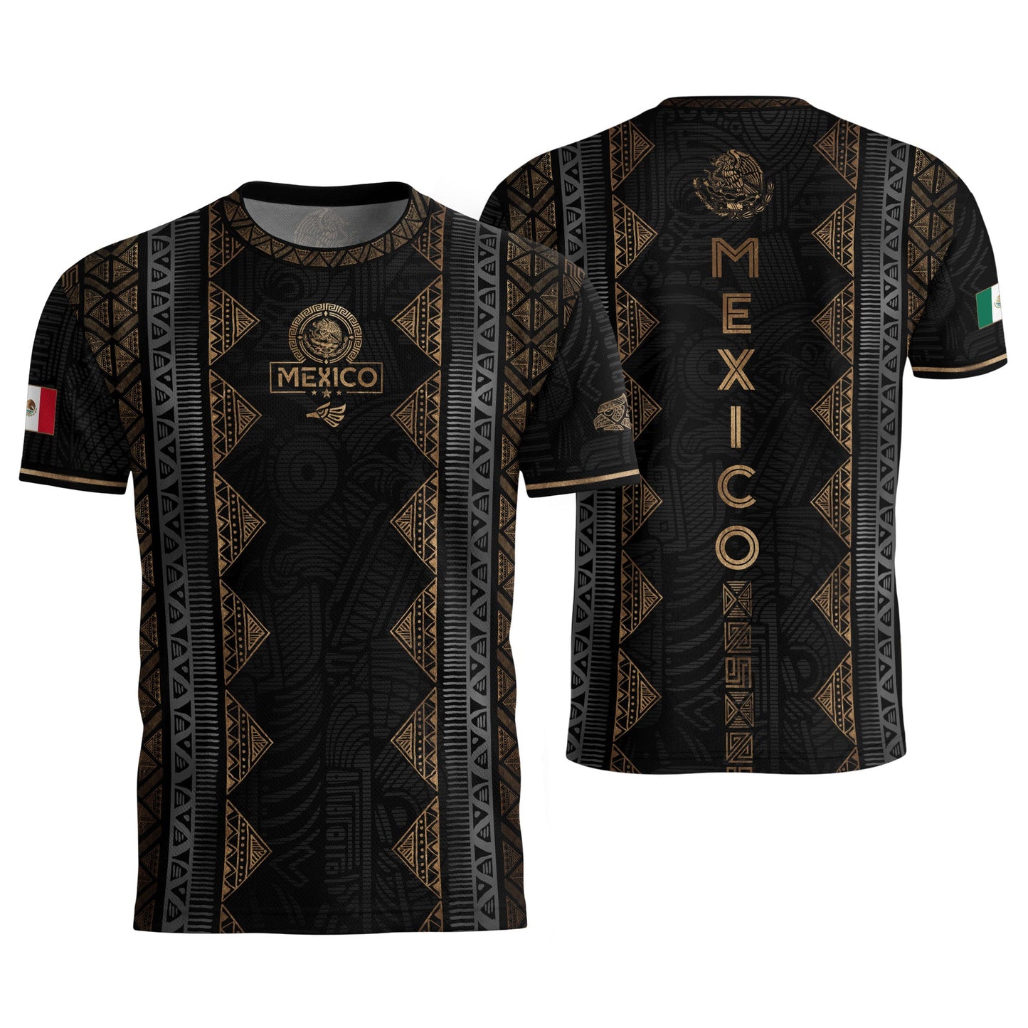 Mexico Heritage Black Gold Vintage Tribal Aztec National Soccer Jersey