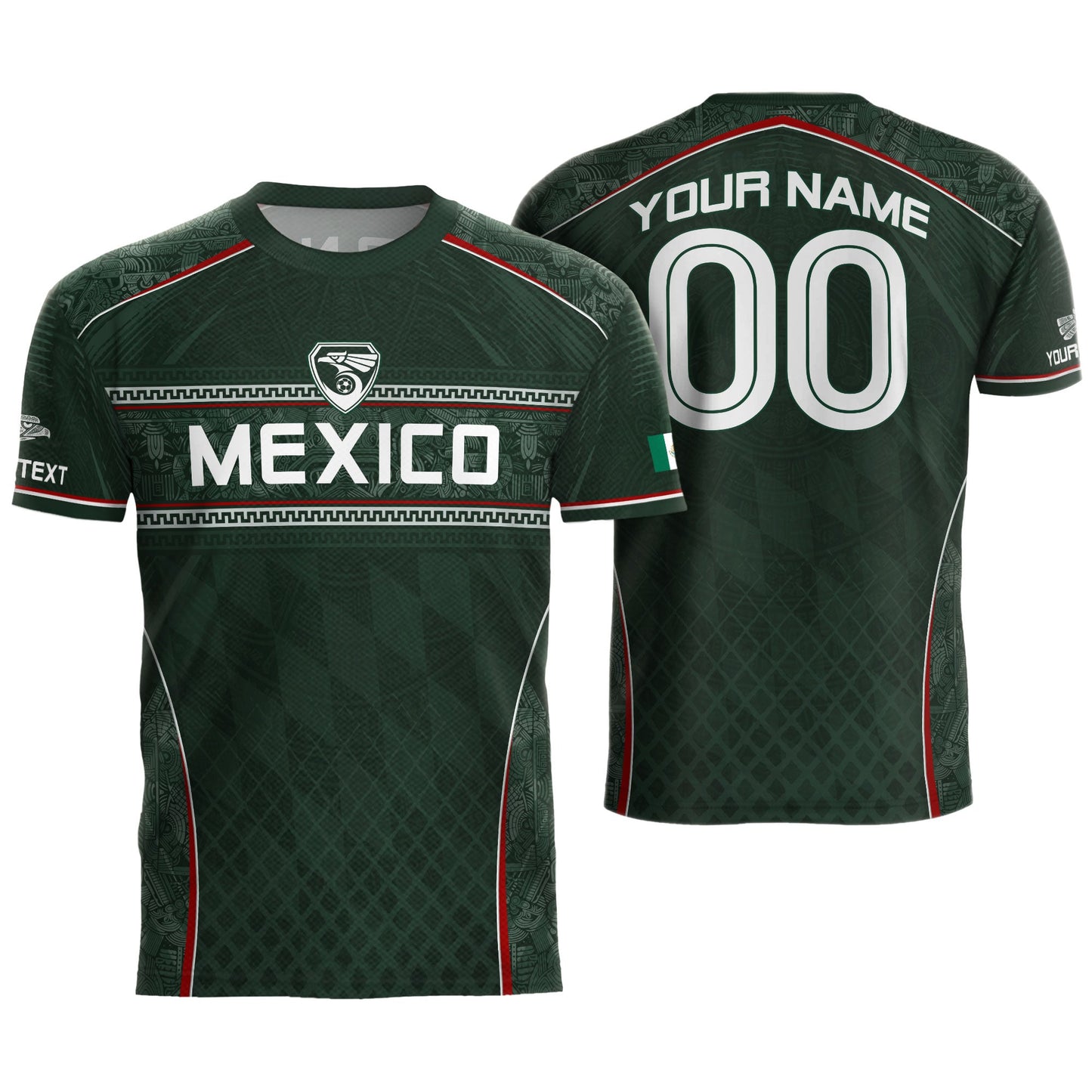 Mexico Soccer Jersey Personalized Name Number Aztec Pattern Green Football Shirt