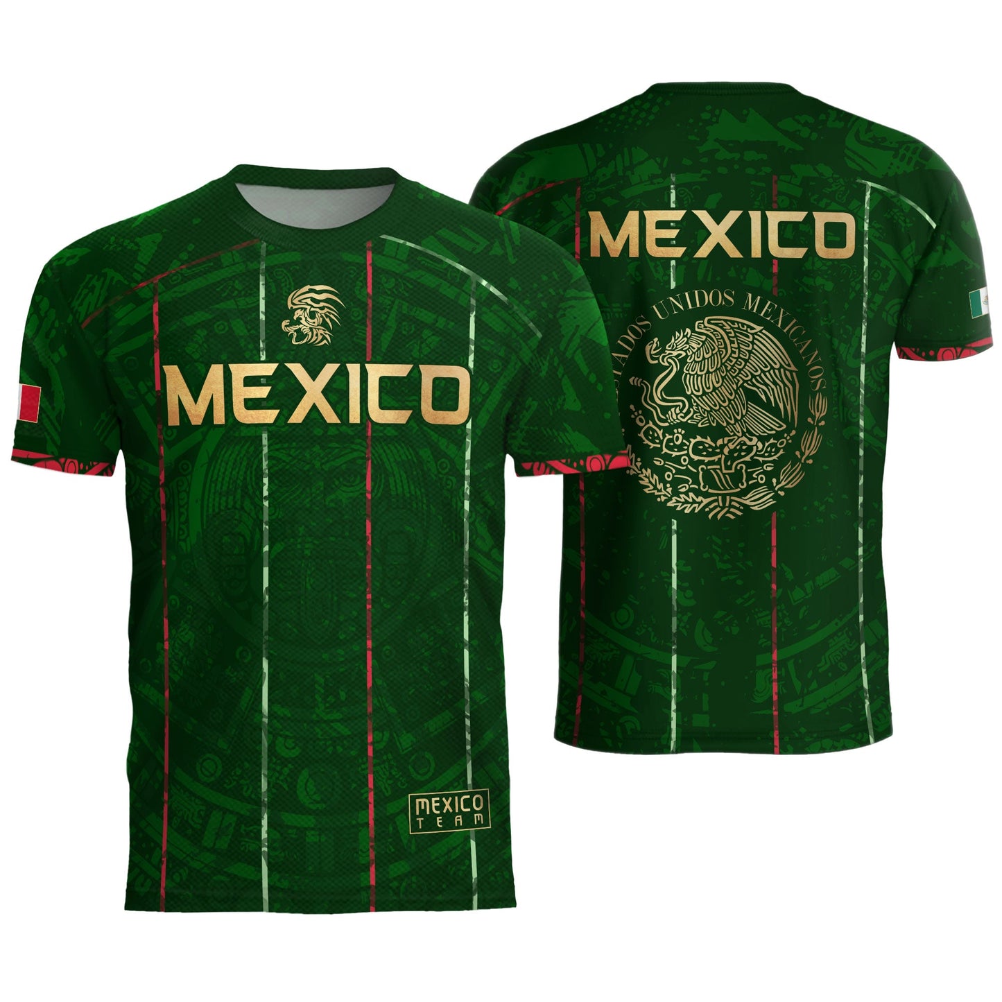 Mexico Soccer Jersey Green Aztec Heritage Pride - Estados Unidos Mexicanos Football Shirt