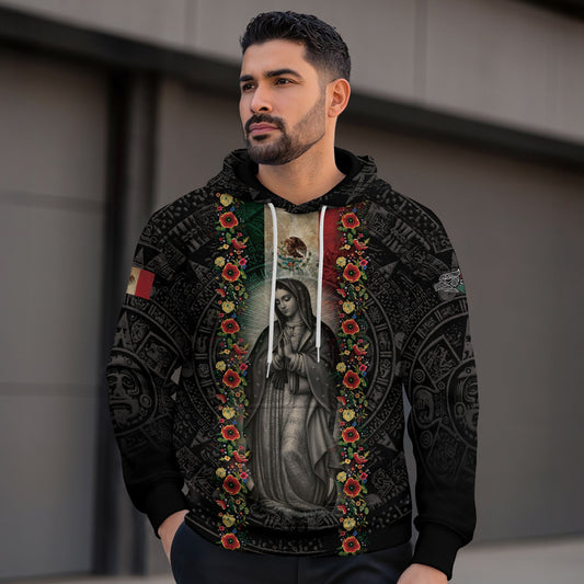 Virgin of Guadalupe Mexican Flag Aztec Faith Heritage Hoodie