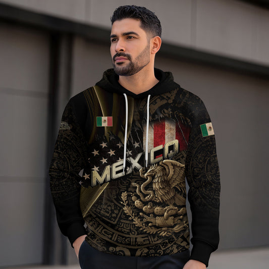 Mexico Eagle Aztec Tribal Pattern Cultural Heritage Mens Hoodie