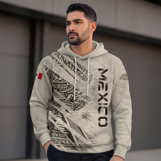 Mexican Aztec Warrior Pyramid Heritage Mens Sudadera De Mexico Logo Hoodie