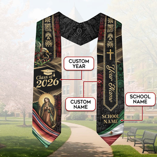Mexican Graduation Sash 2026 Custom Graduation Stole Personalized Stoles for Graduation Mexico