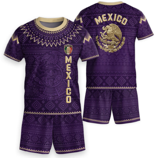 Mexico Soccer Jersey Kids Set Aztec Warrior Purple Gold Mexican Football