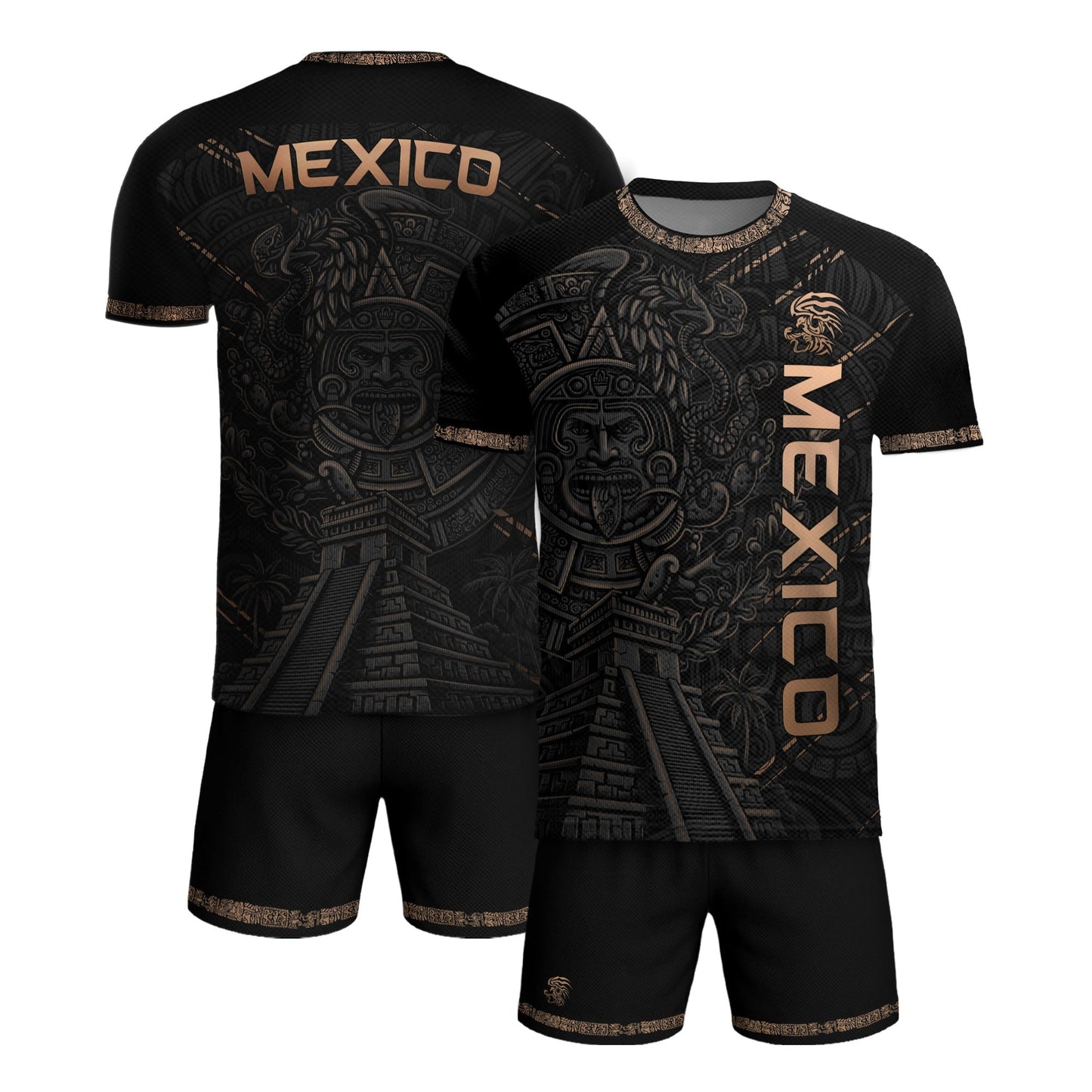 Mexico Heritage Orgullo Mexicano Black Aztec Pyramid Calendar Vintage Soccer Jersey