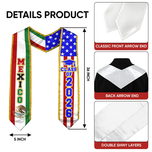 Mexico Mexican Stole 2026, Class of 2026 Graduation Sash