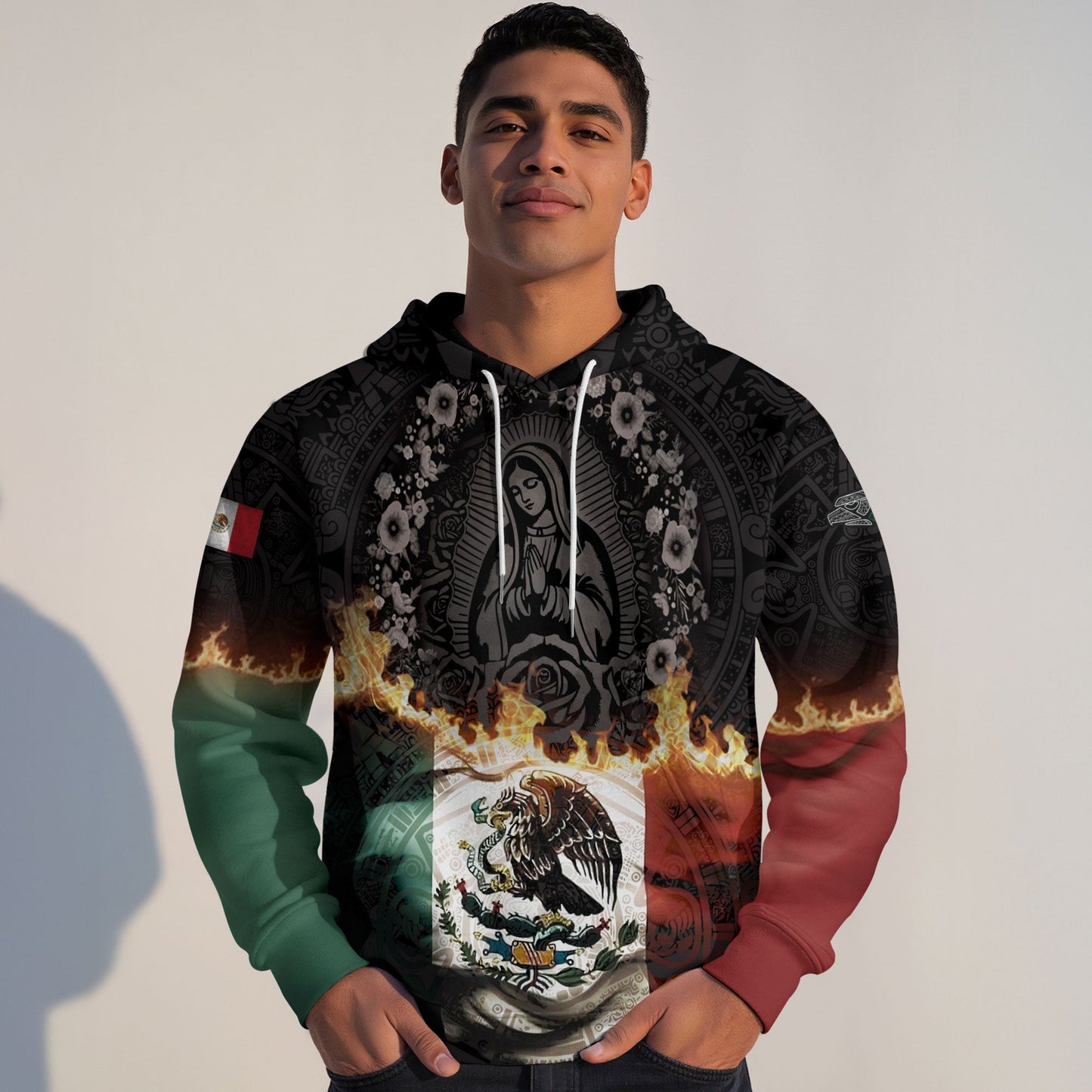 Mexico Flag Guadalupe Eagle Heritage Flame Faith Warrior Pride Hoodie