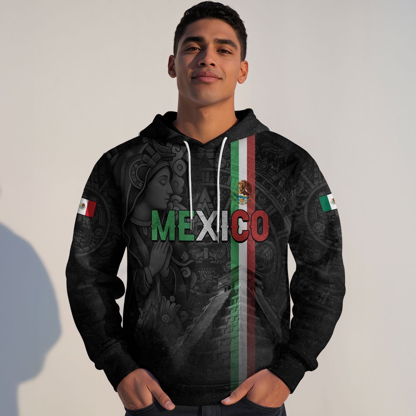Mexican Aztec Goddess Pyramid National Flag Mens Sudadera De Mexico Hoodie