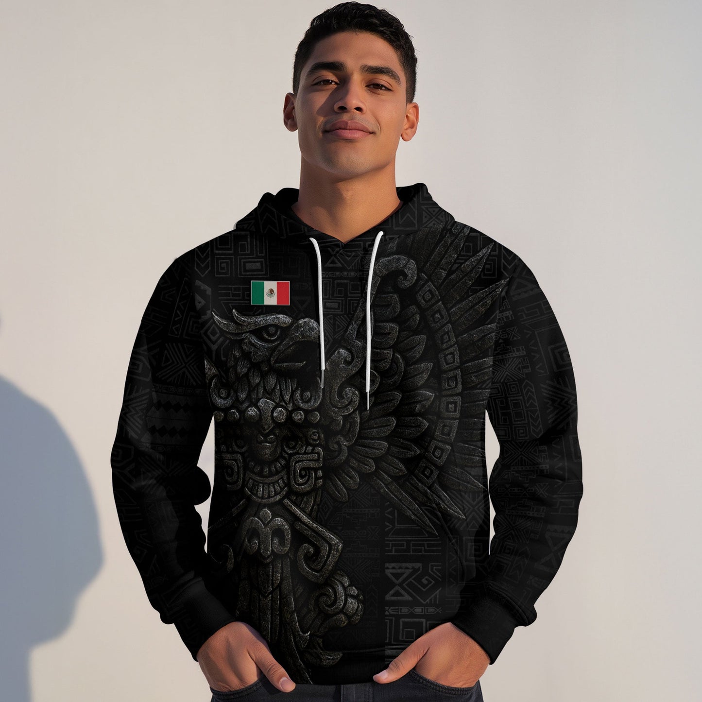 Mexican Aztec Stone Eagle Ancient Art Heritage Mens Sudadera De Mexico Hoodie