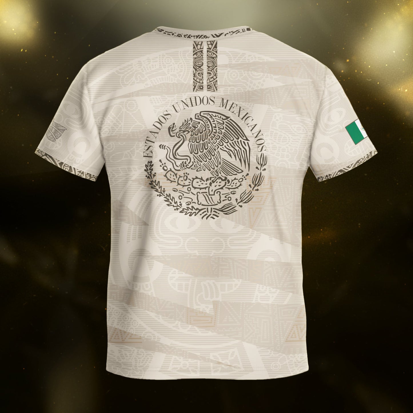 Mexico Kids Soccer Jersey Beige Aztec Eagle Design