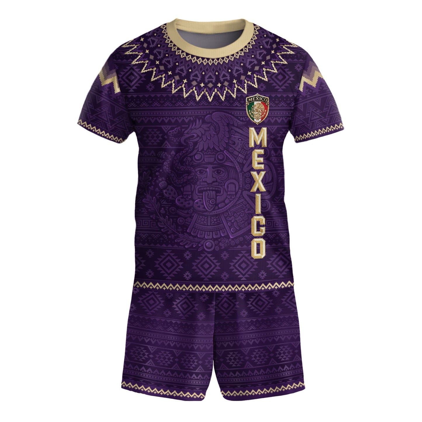 Mexico Soccer Jersey Kids Set Aztec Warrior Purple Gold Mexican Football