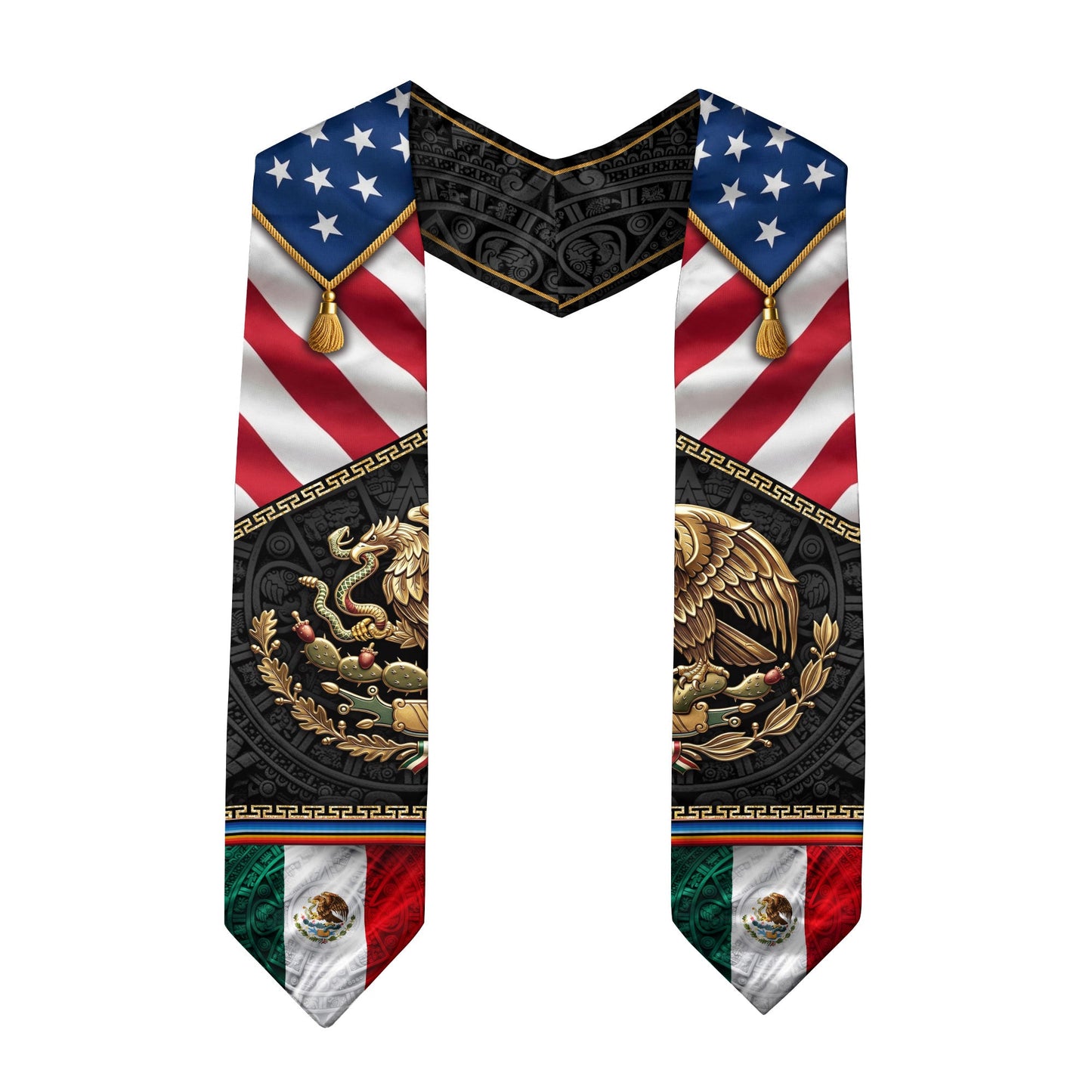 Mexican American Graduation Stole - Aztec Eagle Heritage Sash Gift