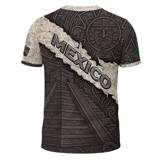 Aztec Pyramid and Eagle Stone Texture Mexico Heritage Shirt