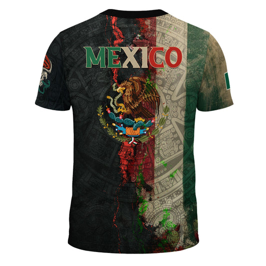 Mexico Flag Eagle Head Aztec Warrior Dark Art Legacy Pride Men's Shirt