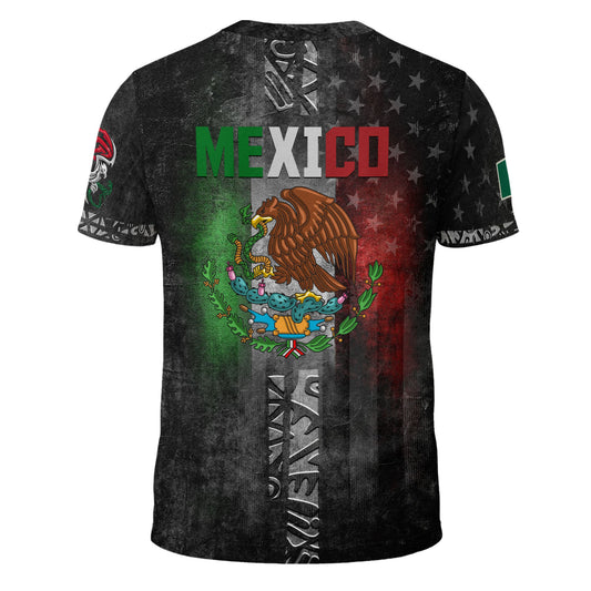 Mexico Flag Eagle Serpent Aztec Pyramid Heritage Pride Grunge Warrior Shirt