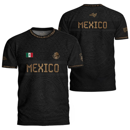 Mexico Heritage Black Bronze Vintage Athletic Aztec Calendar Soccer Jersey