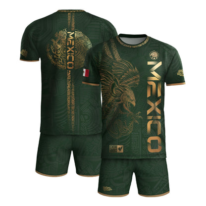 Mexico Green Gold Eagle Aztec Heritage Soccer Jersey Bundle