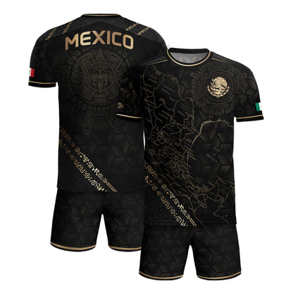 Mexico Heritage Orgullo Mexicano Black Gold Detailed Map Hexagon Pattern Soccer Jersey