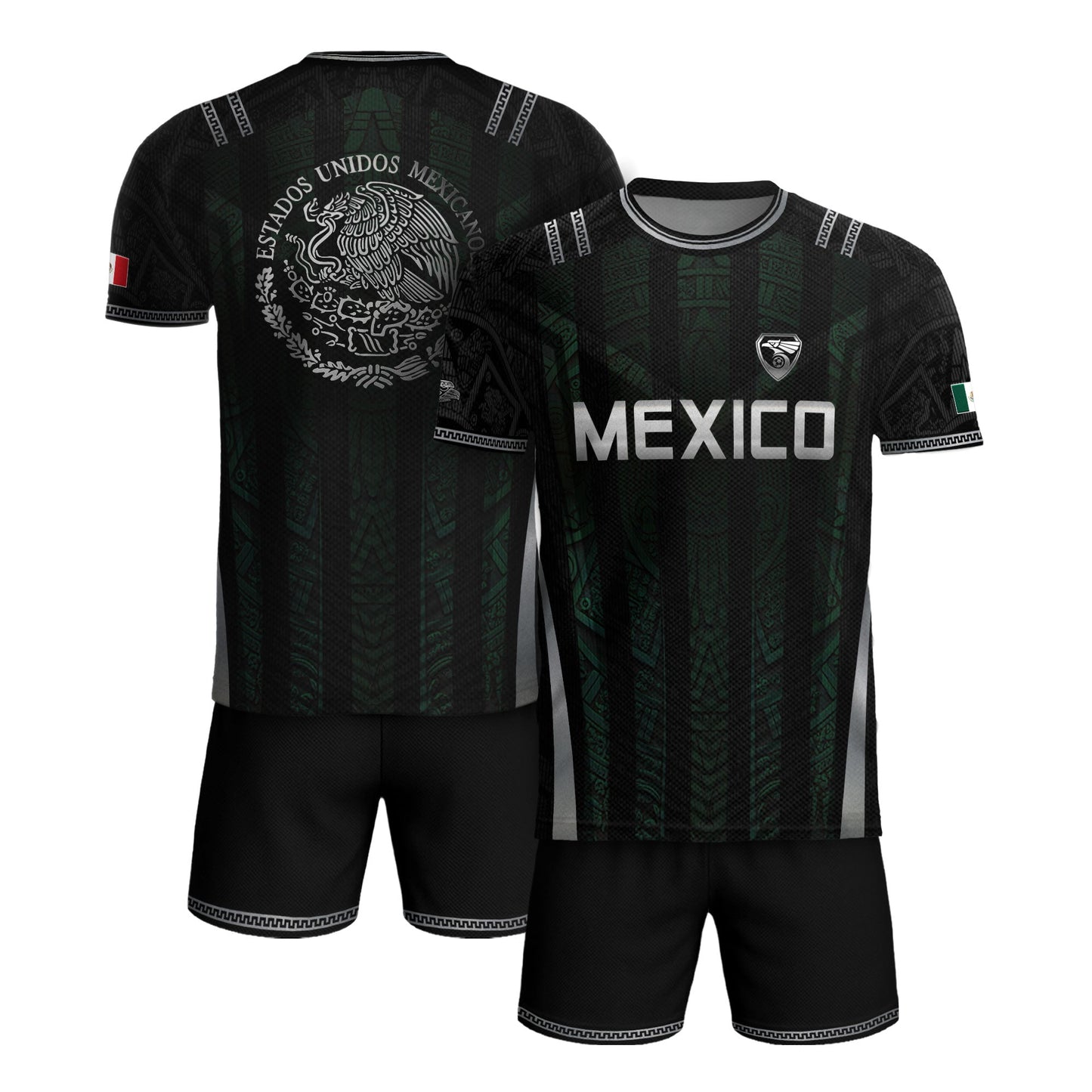 Mexico Green Black Aztec Eagle Heritage Estados Unidos Mexicanos Soccer Jersey Football