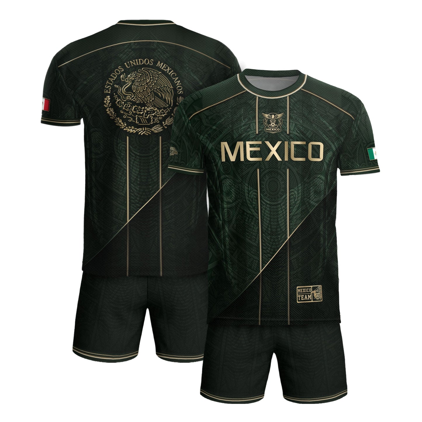 Mexico Green Gold Aztec Eagle Heritage Estados Unidos Mexicanos Soccer Jersey Football