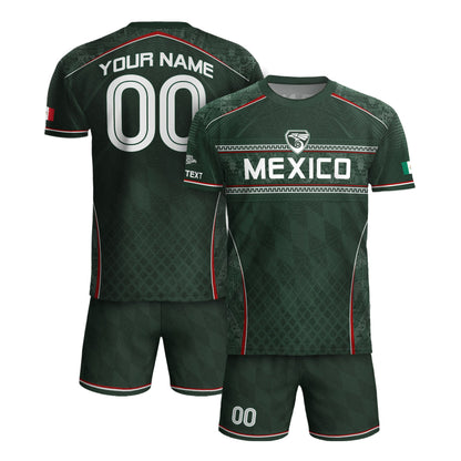 Mexico Soccer Jersey Personalized Name Number Aztec Pattern Green Football Shirt