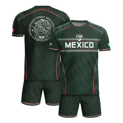 Mexico Soccer Jersey Green National Team Style Football Men Shirt Eagle Crest Fan Tee