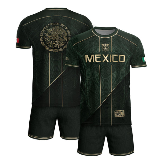 Mexico Soccer Jersey Dark Green Gold Football Shirt Aztec Fan Men Edition Apparel