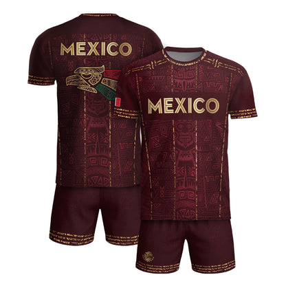 Mexico Soccer Jersey Maroon Aztec Heritage - Mexico National Team Fan Football Shirt