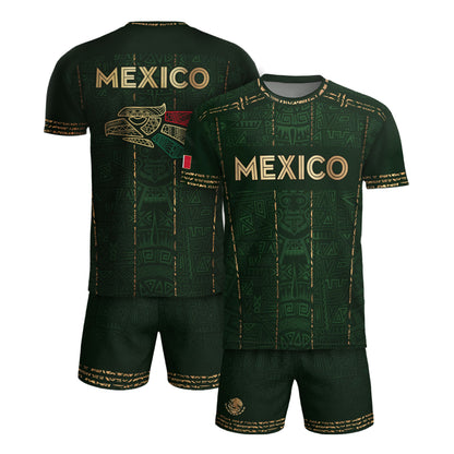 Mexico Soccer Jersey Green Pattern, Stylish Aztec Football Shirt Fans