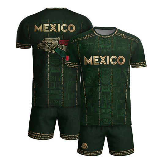 Mexico Soccer Jersey Green Pattern, Stylish Aztec Football Shirt Fans