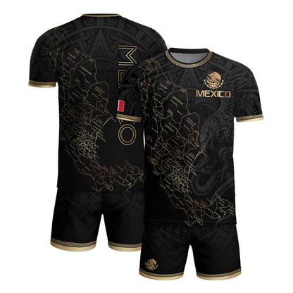 Mexico Soccer Jersey Black Mexico Map - Mexico National Team Fan Football