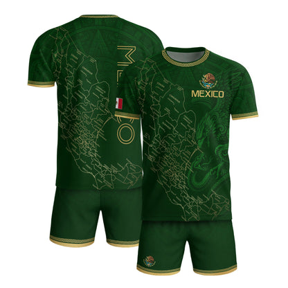 Men's Green Mexico Map Eagle & Snake Graphic T-Shirt – Mexico Country Outline Print Tee