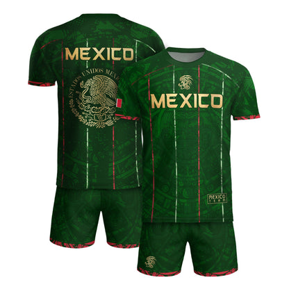 Mexico Soccer Jersey Green Aztec Heritage Pride - Estados Unidos Mexicanos Football Shirt