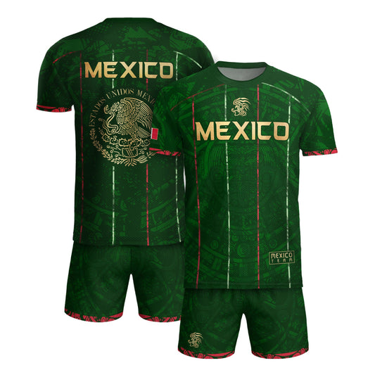 Mexico Soccer Jersey Green Aztec Heritage Pride - Estados Unidos Mexicanos Football Shirt