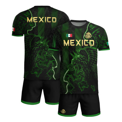 Mexico Soccer Jersey Green Black Electric Eagle - Mexico National Team Fan Heritage Shirt