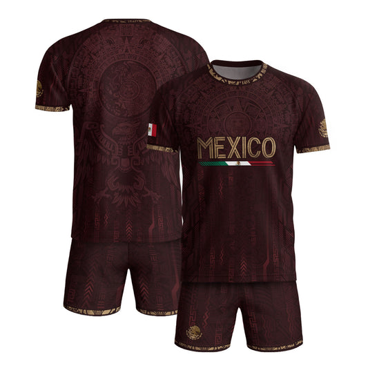 Mexico Football Jersey Maroon Aztec Calendar Soccer Shirt for Mexico Fans
