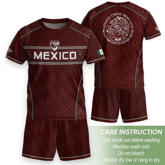 Mexico Soccer Jersey Youth Maroon Aztec Eagle Football Shirt Classic Fan Wear