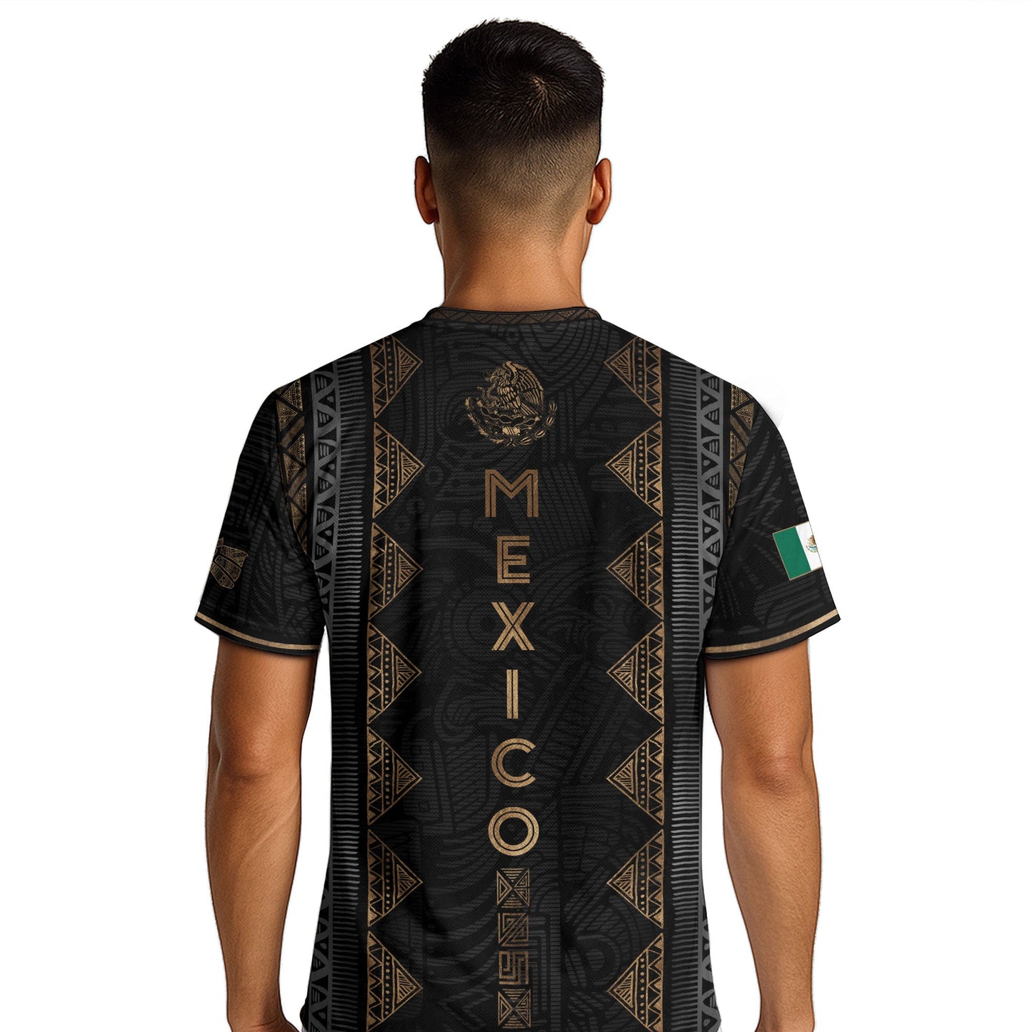 Mexico Heritage Black Gold Vintage Tribal Aztec National Soccer Jersey