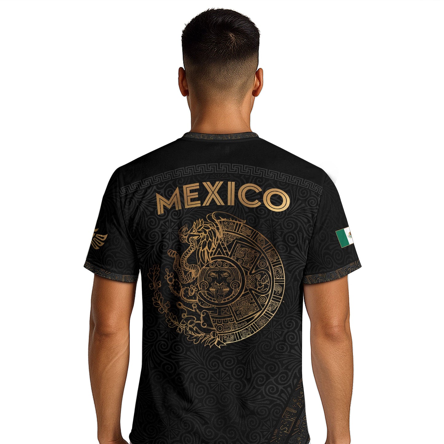 Mexico Heritage Black Gold Eagle Graphic Floral Pattern Pride Soccer Jersey