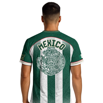Mexico Soccer Green White Aztec Pattern Football Design Mexico Fan Heritage Style