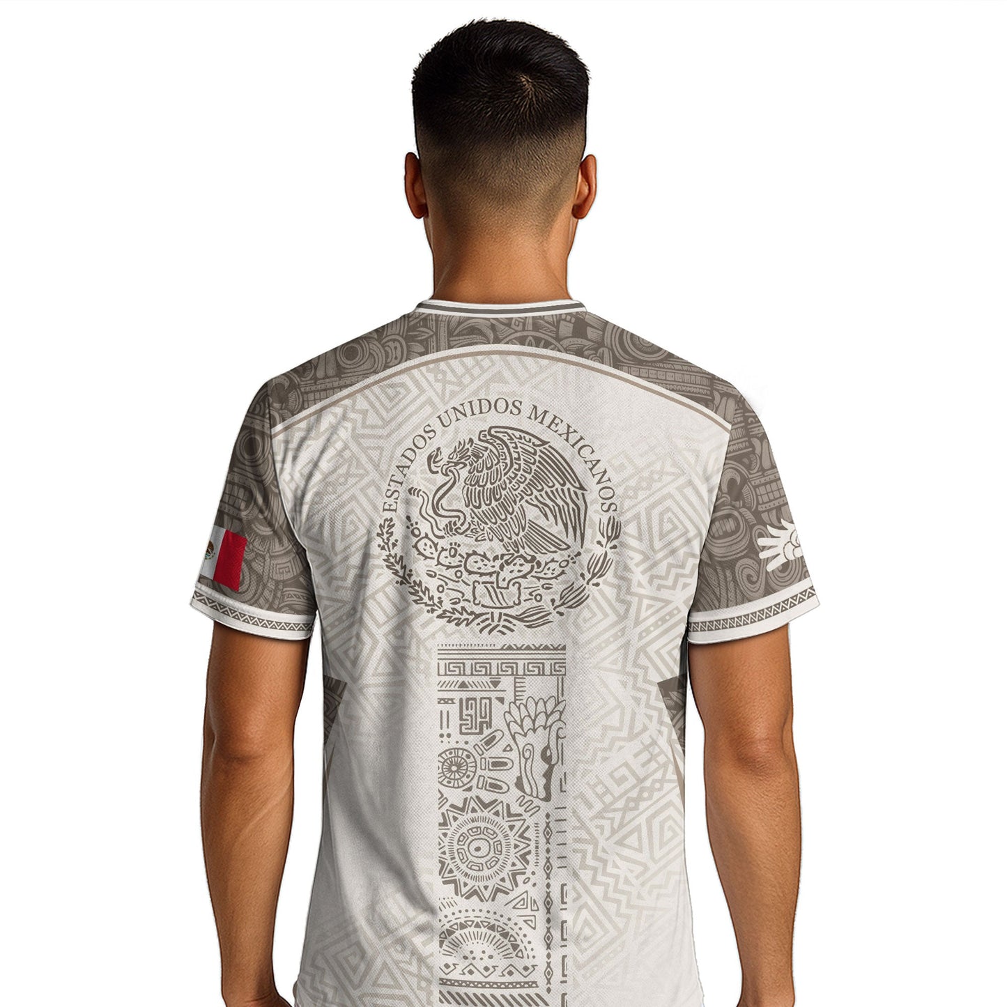 Mexico White Aztec Heritage Pattern Soccer Jersey Mexican Culture Design