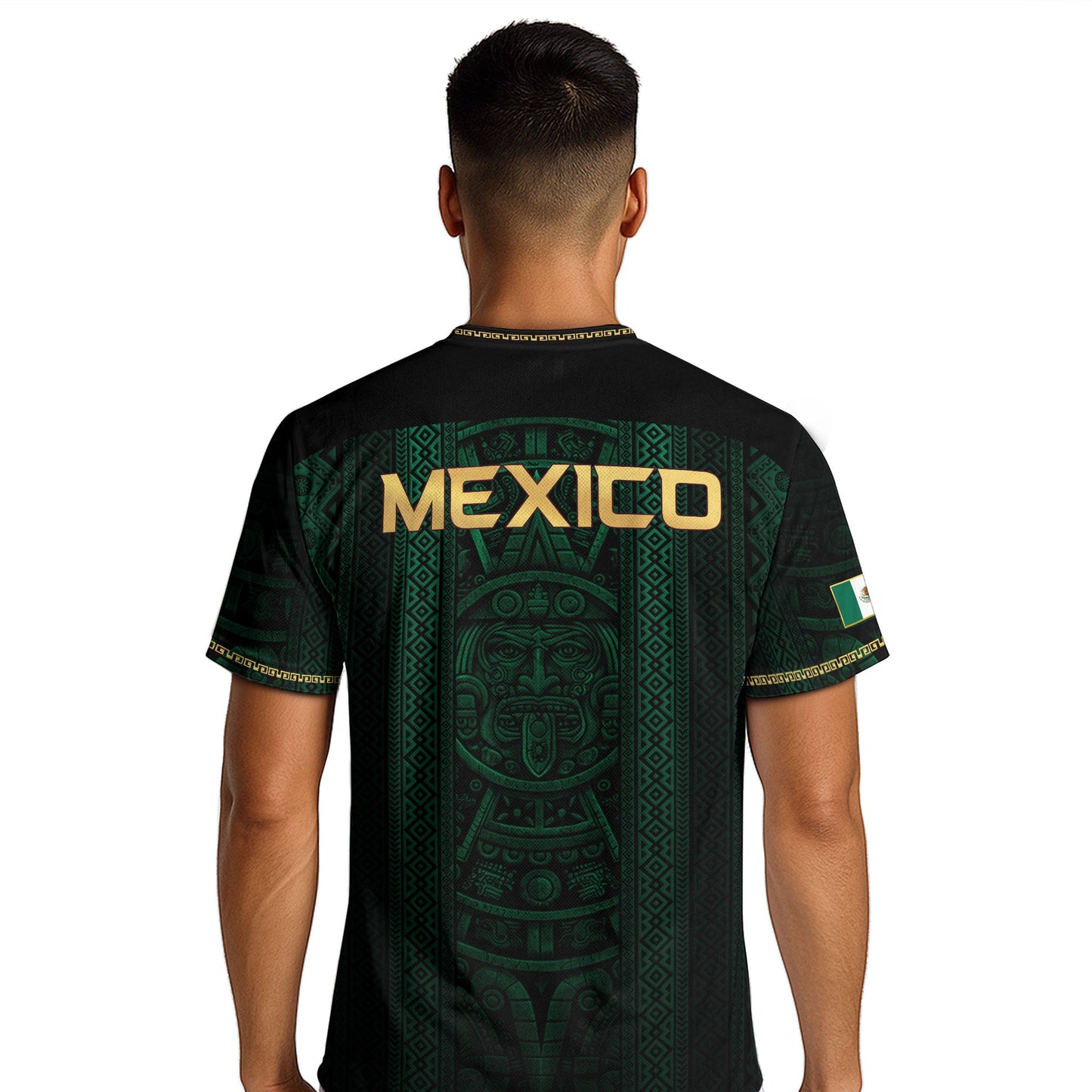 Mexico Soccer Jersey Men Green Aztec Pattern Football Shirt Fan Wear